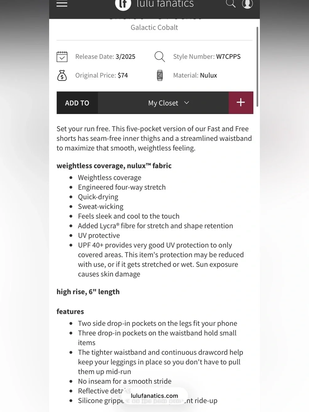 N/A lululemon fast